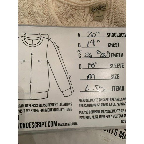 Lucky Brand cream long sleeves sweater size medium - Picture 8 of 9